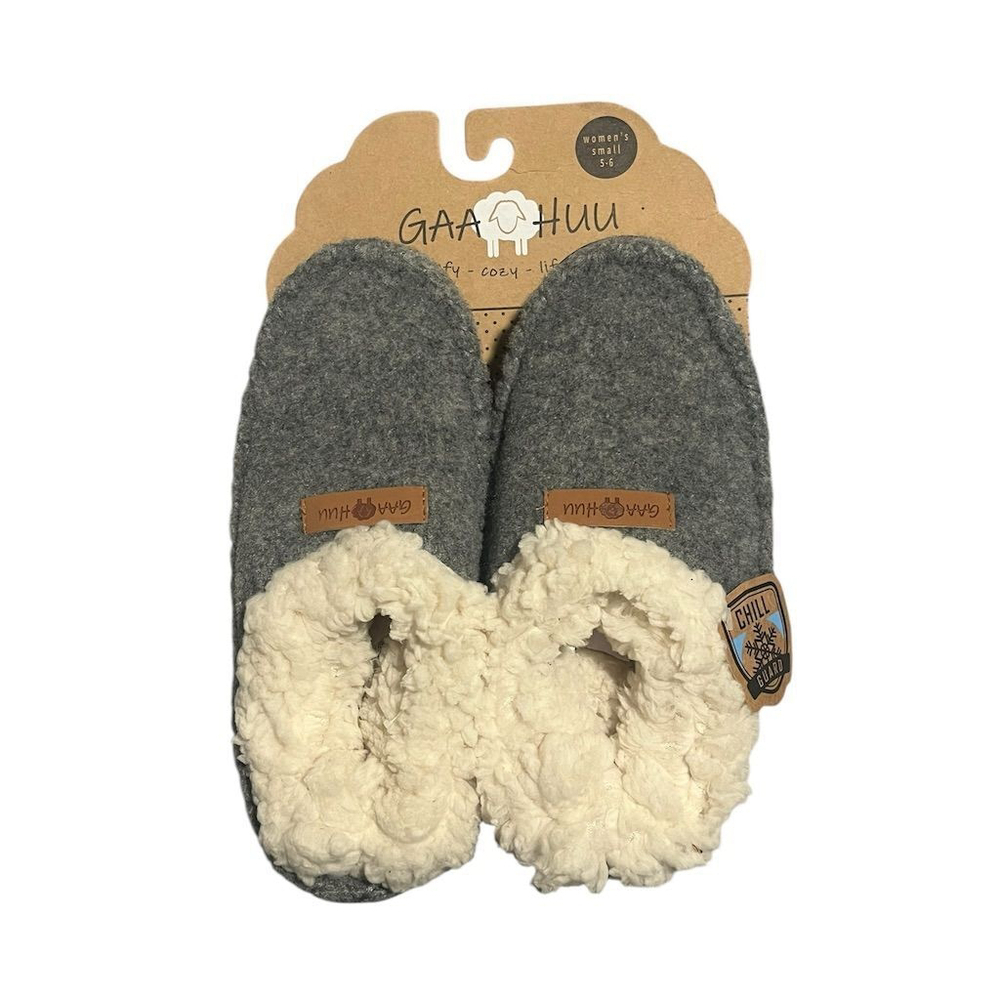 GAA HUU Slippers Women's Size 5-6 Gray Fleece Memory Foam Sherpa Lined Cozy NEW